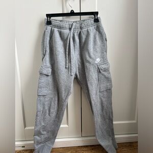 Nike Cotton Cargo Sweatpants Tie Waist Drawstring Cargo Pants Grey Sweatpants S